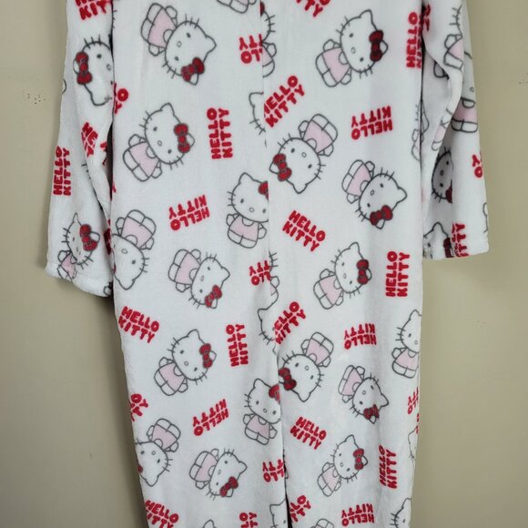 Hello Kitty Hooded One Piece Pajamas Women's Size XL Fleece Zip Up Sleepwear - Picture 11 of 15